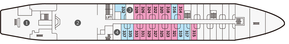 3階：ローワー・デッキのフロア図